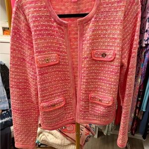 Lilly Pulitzer Pink Tweed Sweater Jacket